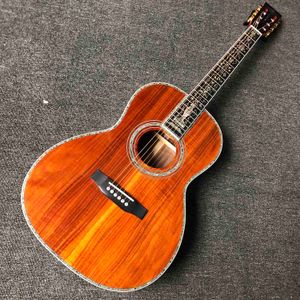 Anpassad 39 tum OOO Typ Alla Solid Koa Wood Acoustic Guitar Back Side är Solidwood
