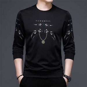 Browon Fashion Black T Shirt Men Höst Lång Ops Ärm s Casual Regular Fit O-Neck Kläder 220115