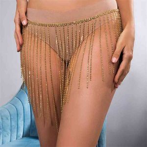 Moda Longa tassel strass cintura cintura jóias para mulheres sexy oco cristal barriga corpo saia de link de metal