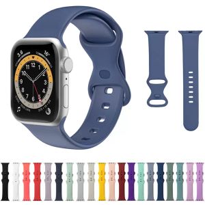 Soft Silicone Strap Band para Apple Watch Iwatch Series 6 2 3 4 5 38mm 42mm 40mm 44mm Reemplazo de pulsera deportiva
