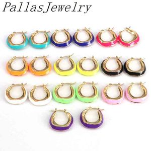 Wholesale topaz cross resale online - 5Pairs Fashion for Women Neon Enamel Circle Huggie Hoop Earrings Statement Jewelry Gold Color Boho Brincos Gifts
