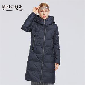 スタンドアップ襟の生地と防水女性パーカーコート211018が付いているMiegofceの女性の冬の綿のコレクション防風ジャケット
