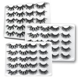 Partihandel 10 Par Mix Styles Wispy Eyelashes 3D Faux Mink Lashes Tjock Long Eyelash Extension Make Up Tools Vendsors