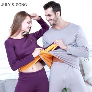 Canção de julho inverno veludo grossa roupa interior térmica para homens Mulheres de camadas aquecidas Mantenha o jogo quente masculino Long Johns-Dry 211211