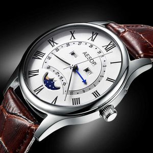 AESOP 2021 Moon Phase Automatic Luxury Top Brand Safir Crystal Klockor Mekanisk Klocka Män Armbandsur Relogio Masculino Q0902