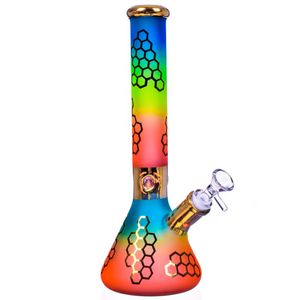 Vintage 14inch 7mm multicolor bägare glas Bong Hookah rökning rör olja brännare kan sätta kundlogotyp