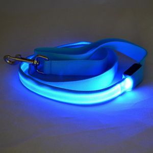 Coleiras de cachorro leashes pet nylon led colar noite segurança piscando brilho nas trelas escuras fluorescentes luminosas