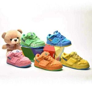 2021 New Toddlers Kids Grateful Deads x SB Dunks Low Green Spark Bright Orange Bear Opti Yellow Blue Fury Shoes hlW