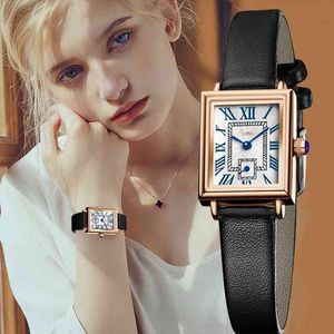 Orologi da donna vintage rettangolare orologio da donna in pelle al quarzo orologio impermeabile top brand di lusso piccolo orologio da donna per donna 210517