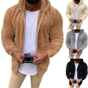 Herren Hoodies Sweatshirts Männer Flauschiges Fell Hoodie Mantel Teddybär Fleece Mit Kapuze Warme Jacke Tops Winter