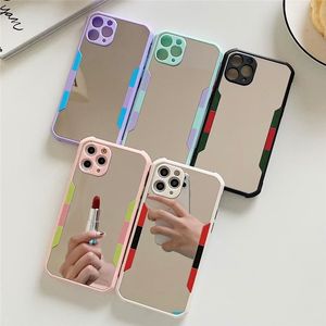 PC002 Elektropated Lusterki Przypadki Podwójne Kolory Ramki Anti-Shock Telefon Case Pokrywa dla iPhone 12 Mini 11 Pro Max XS 8 7Plus 6S 20 sztuk