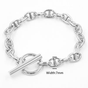 Bracciale in acciaio inossidabile 316L per coppie Braccialetti OT con catena a maglia per naso di maiale per donna Regali di gioielli unisex