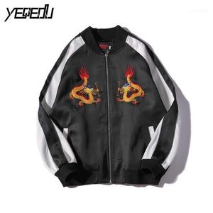 Herrenjacken Herren Großhandel - #3003 Frühling/Herbst Chinesische Stickerei Harajuku Ropa Casual Hombre Patchwork Bomberjacke Männer Chaqueta Ve