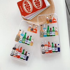 3d cerveja garrafas de vinho transparente casos de telefone celular com decoração epóxi para iphone 12 11 pro promax x xs max 7 8 plus