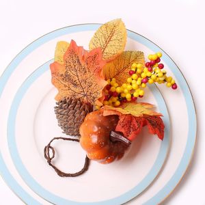 Napkin Rings Autumn Harvest Maple Pumpkin Ring Kit Towel Buckle Holders Wedding Party Dinner Button Table Service