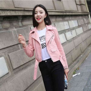 Pu Leather Jacket Women Fashion Bright Colors Black Short Faux Biker Motorcycle Coat Soft 210512