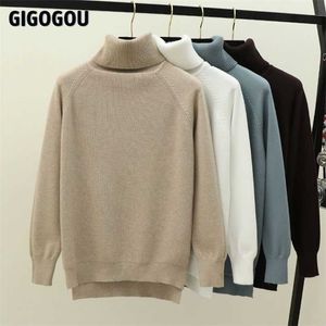 GIGOGOU Dolcevita Donna Maglione Inverno Caldo Maglione Donna Spessa Maglioni di Natale Pullover lavorato a maglia a costine Top Pull Hiver Femme 211011