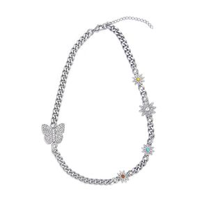 2021 Necklace Original Design Niche Rhinestone Butterfly Color Choker Hip Hop Light Accessories Tide Brand Jewelry