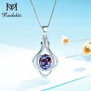 Kuololit ct Natural Alexandrite Gemstone Hanger Voor Vrouwen Solid Sterling Zilver Rose Gold Oval x10 Stone Necklace
