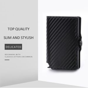 Uomo Rfid Blocking Carbon Fibe Slim Automatic Pasjes Houder Portafogli