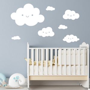 Cartoon Cloud Wall Stickers per Baby Room Decor Vinyl Mural Home Decoration Camera da letto per bambini Decalcomanie da muro per lettino