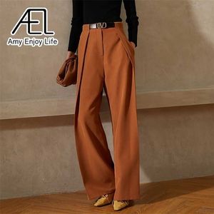 AEL Summer Kobiety Szerokie nogi Luźne Spodnie Karmel Wysoki Pięciowe Spodnie Casual Streetwear Damska Jakość Odzież 211216