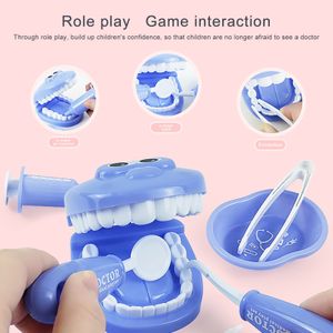 9Pcs set Kids Pretend Play Squeeze Toy Dentist Check Teeth Model For Doctors Role Play Children Doll Toys For Kids Girl Boy Gift 921