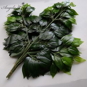 Wholesale types green plants for sale - Group buy Green artificial leaf decorative leaf Plastic branch silk rubber plastic Material plants shaped type home Christmas decor pc