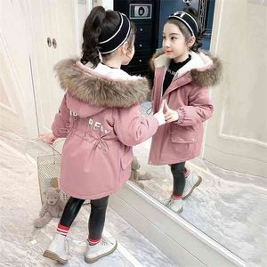 5 6 8 10 12 лет молодые девушки теплые пальто зима Parkas верхняя одежда подросток открытый наряд дети детский меховой куртку с капюшоном 210916