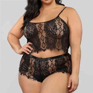 Women Sexy Big Size Transparent Home Wear Sleepwear Set Spaghetti Strap Backless Crop Top + Mini Shorts Breathable Summer Suit 210517