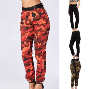 Telotuny Kvinnors Byxor Coll Street Byxor Ladies Casual Camouflage Byxor Hög Slim Femme Pantalon Dropshipp Q0801