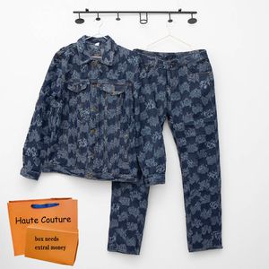 2024 MENS TODUATY Fashion Plaid Print Kurtka+dżinsy 2 garnitury Fajne Hip Hop Kobiety Jeanswears Wysokiej jakości zamek błyskawiczny dżinsowy zamek błyskawiczny