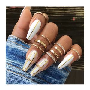 500 pcs / set Ballerina Nail Art Dicas Natural Falso Caixão Forma Plana Capa Completa Manicure Falso Em Estoque