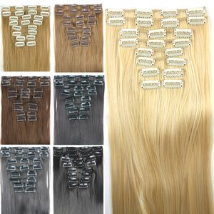 60cm 24inches 10pcs Clip/Tape in Synthetic Hair Extensions Weft s Simulation Human Hairs Bundles G660216-8