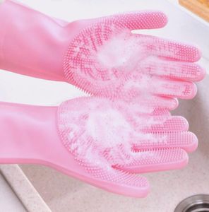 Engångshandskar Återanvändbar tvätt av handskar Glovessilicone Cleaning Kitchen Magic Silicone Dish Glove For Housual Scrubber Rubber