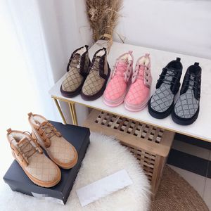 Boots Snow Winter Fashion Letter Printing Faux Fur One Flat Bottom Non-slip Thick Warm Women Shoes Cotton Boots