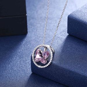 Butterfly Pendant 3 ways to wear LEKANI Crystals From Swarovski Necklace 925 Sterling Silver Gifts Wedding Long Chain for Women