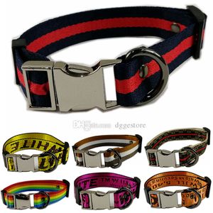 Collari per cani di design per cani di taglia piccola e media Lussuoso collare per cuccioli in nylon morbido regolabile con fibbia in metallo 22 colori all'ingrosso B44