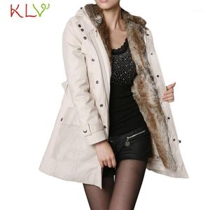 Kvinnors Jackor Kvinnor Jacka Vinter Lång 2021 Fur Wool Liner Hooded Parka Tjock Plus Storlek Ladies Chamarra Cazadora Mujer Coat för Girls 18oC