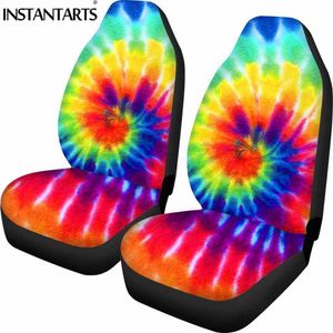 Car Seat Covers Instantarts Universal Cars Cover Fit Meeste kleurrijke Tie Dye Pattern Protector Non Skid Front