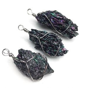 Красочные нерегулярные натуральные камни Энергетическая заживление серебряной подвесной ожерелья с цепными ювелирными украшениями для женщин мужчин