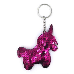 New Party Favor Reflective shiny unicorn pendant sequined pony bag colorful sequined key-chain