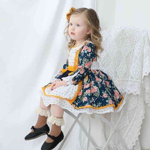 Spring Baby Girls Long Sleeve Floral Dresses Children Kids Girl Princess Clothing Birthday Party 210429