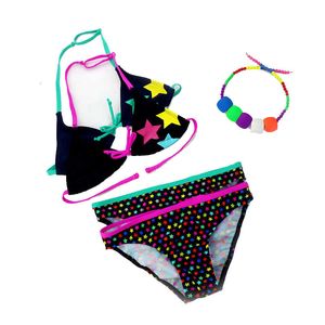 Nuovo costume da bagno estivo per ragazze diviso in due pezzi, costume da bagno bikini con motivo a stella carino per bambini all'ingrosso