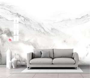 Custom White laje mármore grande mural lona papel de parede quarto parede parede tv fundo decoração sala de estar papel de parecer