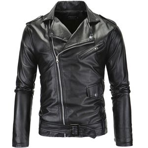 Spring Autumn Motorcycle Skórzane kurtki mężczyźni Slim Fit Okoliczne zamek kuciki jesień mężczyźni skórzane kurtki płaszcze czarne białe klimatyzm