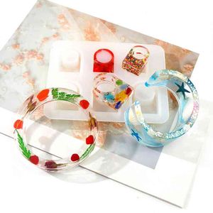 2021 1 Set Rings Bracelet Crystal Epoxy Resin Mold DIY Crafts Jewelry Casting Tool Bangle Silicone Mould 2020 trend