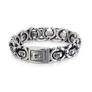 Wholesale silver lace agate resale online - Heavy Round Link Steel Chain Bracelet for Men Vintage Jewelry Punk Charms Fashion Bracelets Boyfriend Gift
