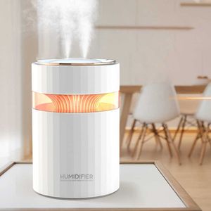 900ml luft luftfuktare diffusor ultraljud dubbel-spray USB cool dimma maker Fogger med 7 färg LED natt ljus för hemmakontor 210724