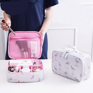 Mulheres Viagem Big Cosméticos Desenhos Animados Função Função Makeup Bag Tronco Zipper Make Up Organizer Bolsa de Armazenamento Bolsa Kit Kit